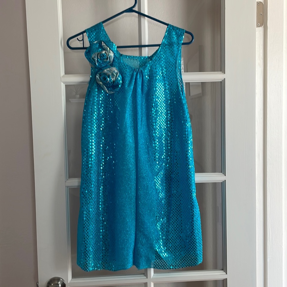 Blue sequenced slip dress